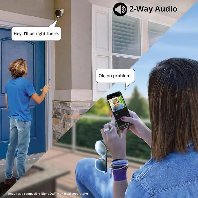 Alt view image 4 of 7 - Night Owl Add On Wired IP 4K HD Indoor/Outdoor Deterrence Bullet Camera with 2-Way Audio (1-Pack) (Bullet - 1 Pack)