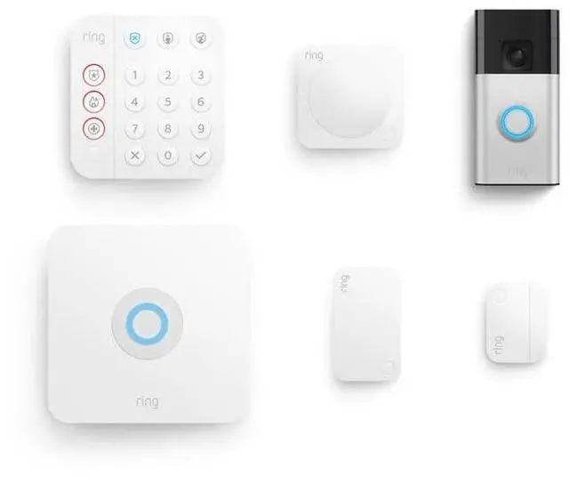 Alt view image 2 of 7 - Battery Doorbell (Satin Nickel) with Alarm 5-piece (White)