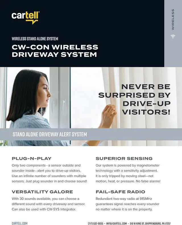 Alt view image 5 of 6 - Cartell Wireless Driveway System CW-CON Outdoor Weatherproof Alert System, Sounder and Sensor