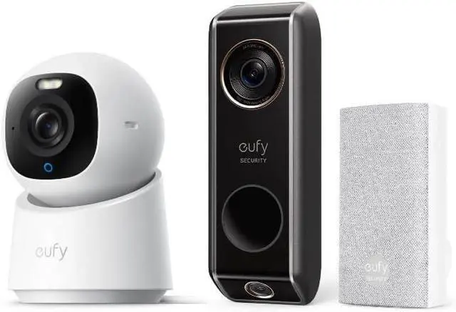Main image of eufy Security Video Doorbell (Wired) S330 with Chime + Indoor Cam E30, Latest Generation, 4K UHD Security Camera, 360 Pan-Tilt