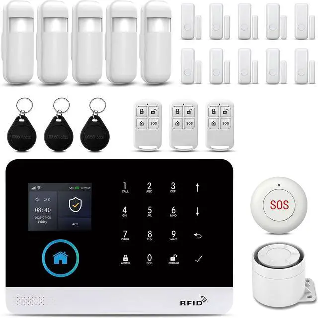 Main image of Wireless Alarm System for Home Security,Home Alarm System 24-Piece Kit,with Phone APP Alert (Door Sensor,Siren, Remote, Motion Detector) for Home,Apartment, Compatible with Alexa(103-F)