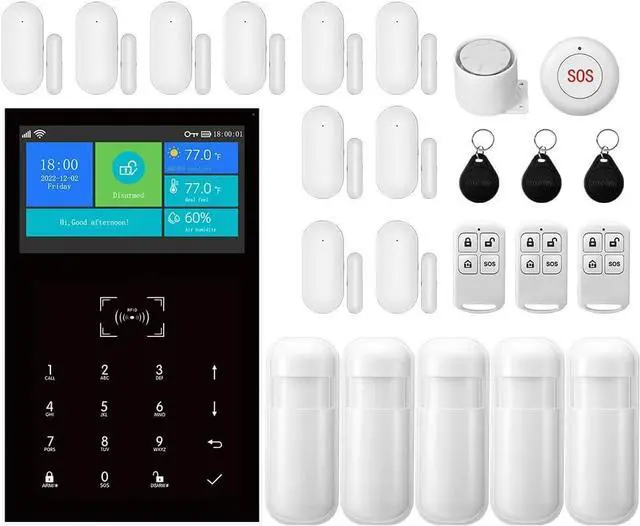 Main image of Wireless Home Alarm System 24-Piece Kit, WiFi/4G Alarm System for Home Security with Phone APP Alert (Door Sensors,Alarm Siren,Remote, Motion Detector) for Home, Apartment, Compatible with Alexa