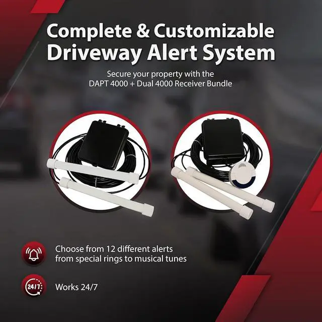 Alt view image 2 of 7 - Dakota Alert Driveway Alarm System -DUAL-4000, Includes DCR-4000 Receiver & DAPT-4000 Transmitter, Detects Inbound & Outbound Traffic, Driveway Alarms Weatherproof, 1 Mile Long Range Wireless