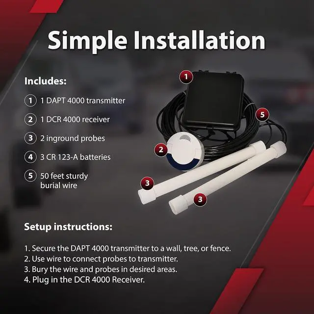 Alt view image 7 of 7 - Dakota Alert Driveway Alarm System -DUAL-4000, Includes DCR-4000 Receiver & DAPT-4000 Transmitter, Detects Inbound & Outbound Traffic, Driveway Alarms Weatherproof, 1 Mile Long Range Wireless