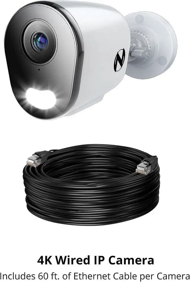Alt view image 6 of 7 - Night Owl Add On Wired IP 4K HD Indoor/Outdoor Deterrence Bullet Camera with 2-Way Audio (1-Pack) (Bullet - 1 Pack)