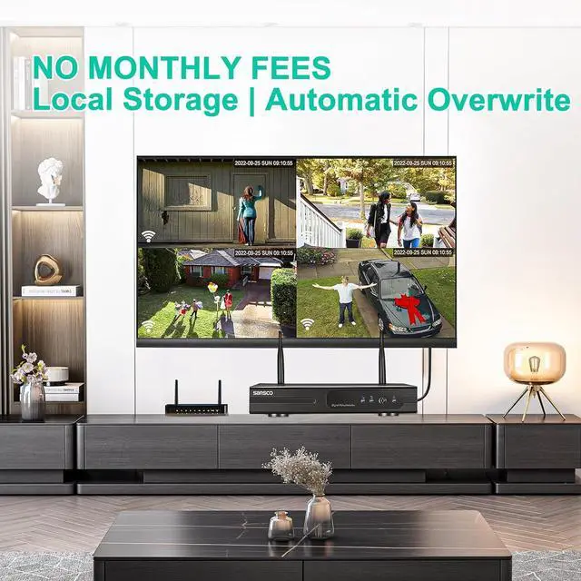 Alt view image 6 of 7 - SANSCO Solar Security Cameras System Outdoor, 10CH 2K NVR Wireless Recorder with 500GB HDD, 180 Days Local Storage, 4X 4MP WiFi IP Camera - No Monthly Fee, Waterproof, 2-Way Audio, Color Night Vision