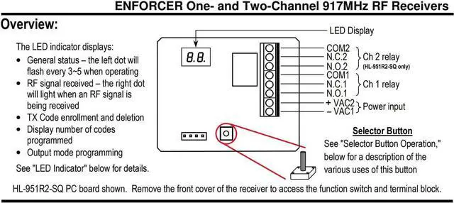 Alt view image 3 of 3 - Seco-Larm HL-951R2-SQ Enforcer RF Receiver, 917MHz, 2 Channels