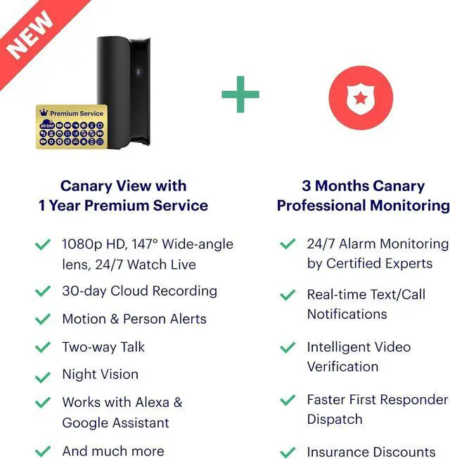 Alt view image 7 of 7 - Canary View Indoor Home Security Camera + Premium Service incl. 24/7 Watch Live, 30-Day Cloud Recording, Smart Alerts, Two-Way Talk, Night Vision & Professional Monitoring