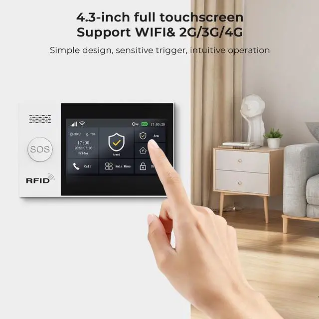 Alt view image 3 of 7 - Alarm System for Home Security, DIY, Touch Screen, Motion Detection, Contact sensors, Wireless Siren, Remotes, Phone App, Compatible with Alexa, Continuous Updates,NO Monthly Fees