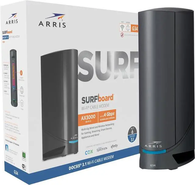 Alt view image 4 of 6 - ARRIS (G34) - Cable Modem Router Combo - Fast DOCSIS 3.1 Gigabit WiFi 6 (AX3000), Approved for Comcast Xfinity, Cox, Spectrum & More, 1 Gbps Max Internet Speeds