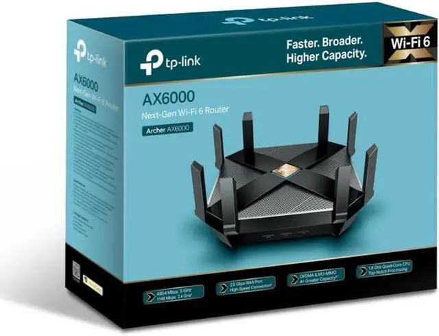 Alt view image 6 of 6 - TP-Link AX6000 WiFi 6 Router(Archer AX6000) -802.11ax Wireless 8-Stream Gaming Router, 2.5G WAN, 8 Gigabit LAN Ports, MU-MIMO, 1.8GHz Quad-Core CPU