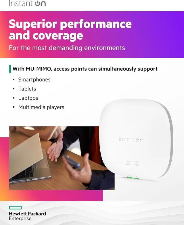 Alt view image 5 of 7 - HPE Networking Instant On Access Point AP25 4x4 WiFi 6 Indoor Wireless Access Point | Power Source Not Included | US Model (R9B27A)