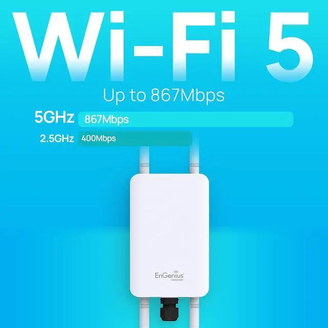 Alt view image 6 of 7 - EnGenius ENH1350EXT Wi-Fi 5 AC1300 Outdoor Access Point - IP67 Weatherproof, Dual-Band Long Range Extender, MU-MIMO, PoE Injector & Mounting Kit Included