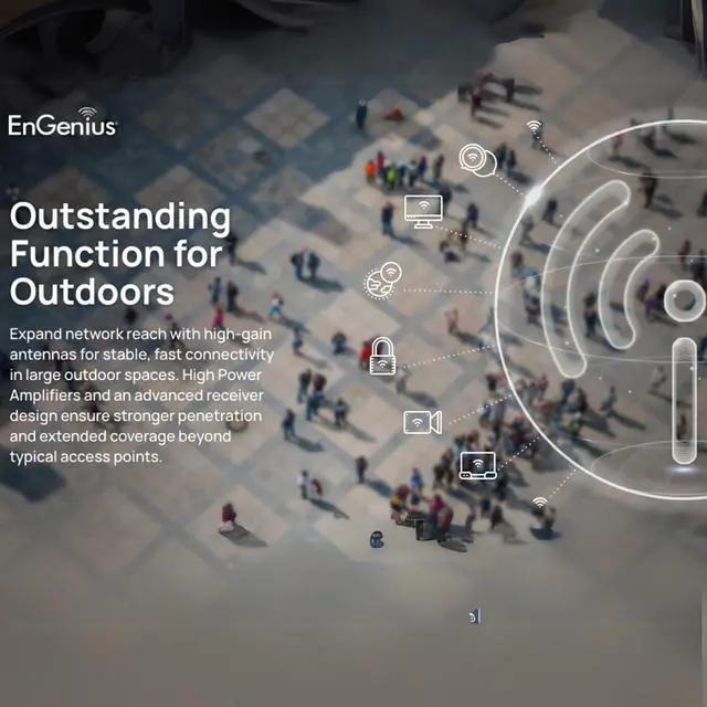 Alt view image 6 of 7 - EnGenius ENH500-AX KIT 5GHz Wi-Fi 6 (802.11ax) 2x2 Outdoor Wireless Bridge, up to 1,200 Mbps, high 26 dBm Transmit Power, high gain 16 dBi Integrated Directional Antenna, IP55-rated (2-Pack)