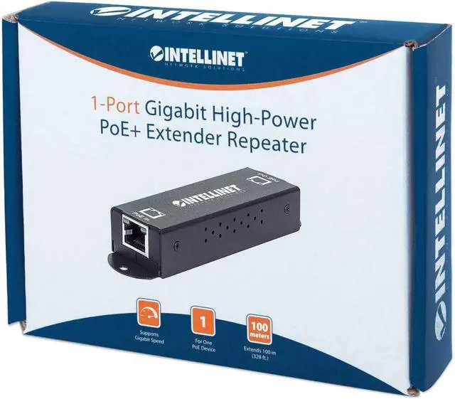 Alt view image 2 of 7 - Intellinet 1-Port Indoor Gigabit PoE+ Extender Repeater  25W Power Budget via Cat5e Cat6 RJ45 Ethernet Network Cables, Daisy-Chain  3 Yr Mfg Warranty - 560962