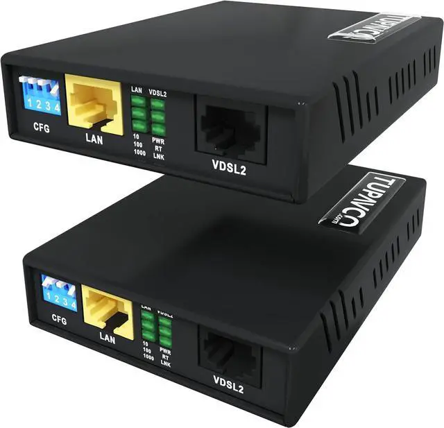 Main image of Ethernet Extender Kit Tupavco TEX-200 - Cable Extension up to 5000ft Over Phone Line or CAT5/6 Twisted Copper Wire (300Mbps Max Bandwidth) Single Cord LAN up to Mile Distance (Plug & Play 8 Profiles)