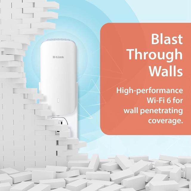 Alt view image 3 of 7 - D-Link AX3000 Mesh WiFi 6 Range Extender | Universal Compatibility | 1x Gigabit LAN Port | AI Enabled | Covers up to 2800 sq. ft | Whole Home Booster (E30)