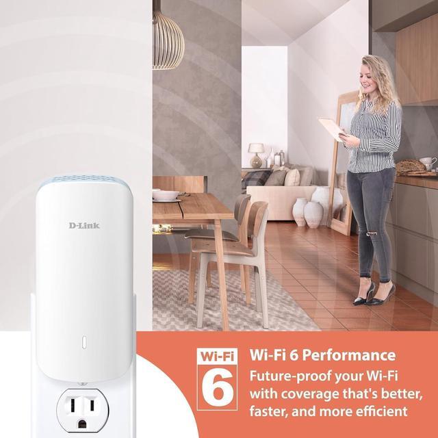 Alt view image 7 of 7 - D-Link AX3000 Mesh WiFi 6 Range Extender | Universal Compatibility | 1x Gigabit LAN Port | AI Enabled | Covers up to 2800 sq. ft | Whole Home Booster (E30)