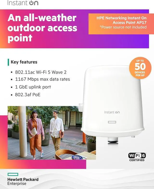 Alt view image 3 of 7 - HPE Networking Instant On Access Point AP17 2x2 WiFi 5 Outdoor Wireless Access Point | Power Source Not Included | US Model (R2X10A)