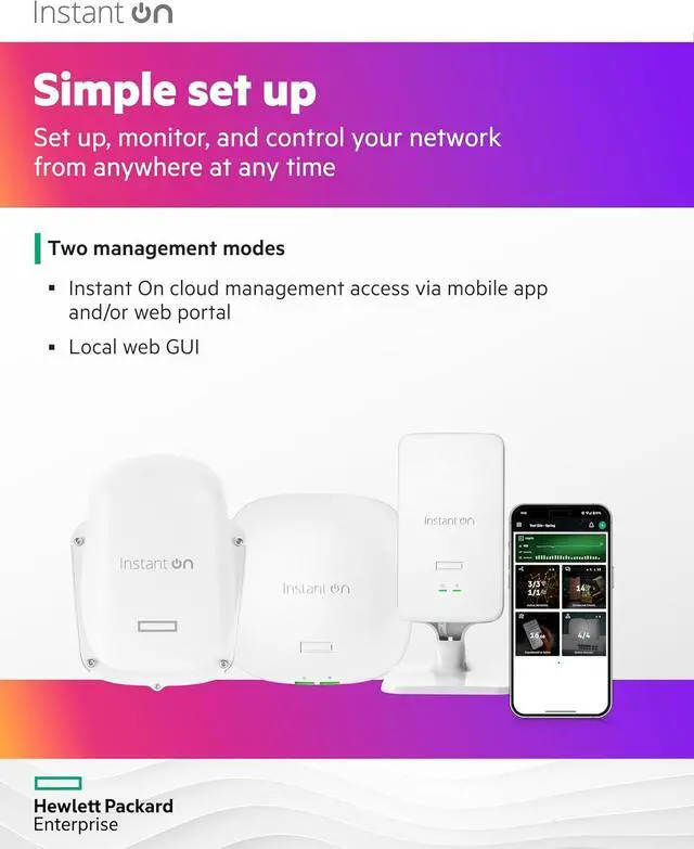 Alt view image 4 of 7 - HPE Networking Instant On Access Point AP12 3x3 WiFi 5 Indoor Wireless Access Point | Power Source Included | US Model (R3J23A)