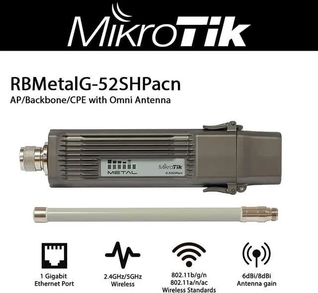 Alt view image 2 of 6 - Mikrotik Routerboard Metal 52 Ac Outdoor Wireless Ap 802.11ac- RBMetalG-52SHPacn