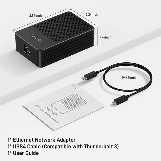 Alt view image 6 of 6 - NEWQ 10GbE Ethernet Adapter - Compatible with Thunderbolt 3/4, Built-in 113°F Self-Starting Temperature Controlled Fan, Includes Cable, High-Speed RJ45 Network Connections for Mac and Windows