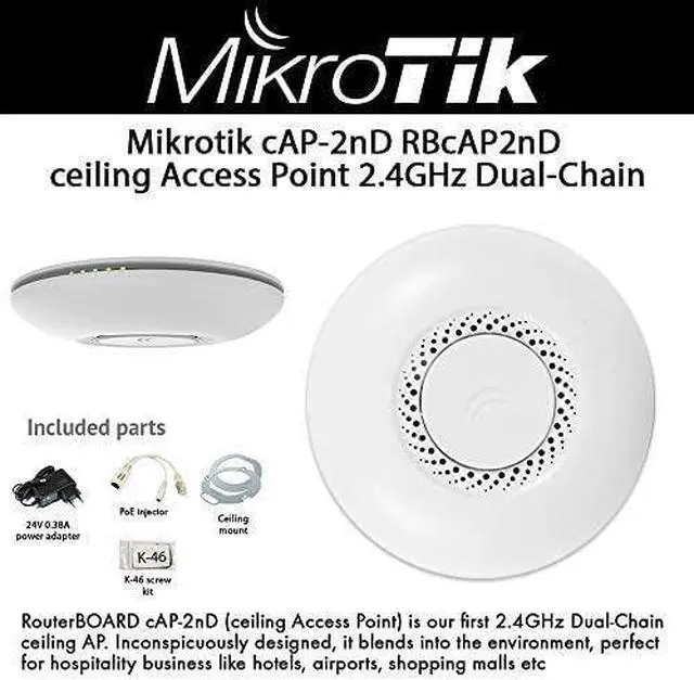 Alt view image 2 of 7 - Mikrotik RouterBOARD cAP-2nD ceiling Access Point 2.4GHz Dual-Chain PoE