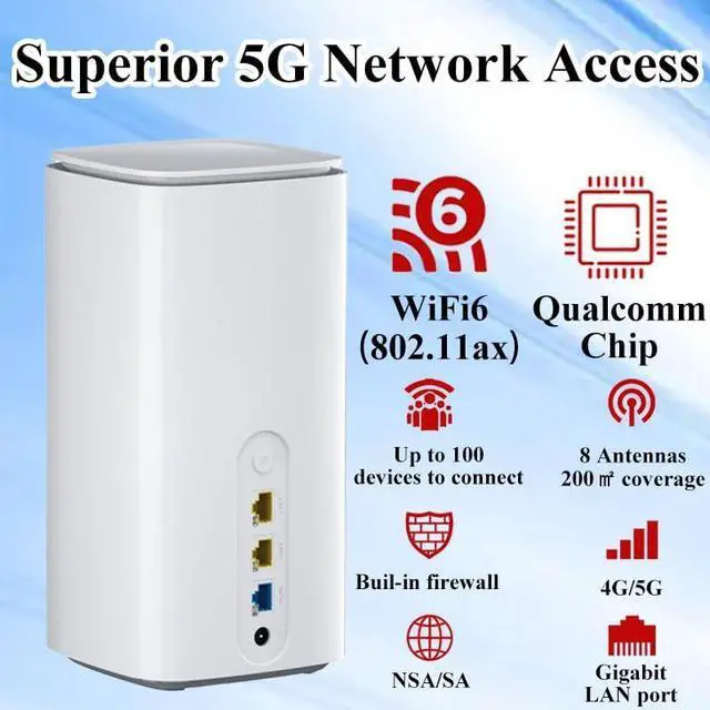 Alt view image 2 of 6 - UOTEK 5G CPE Router with SIM Card Slot, NSA SA WiFi 6 5G Router Dual Band Cellular Modem for Home Office Indoor Wireless Internet Router