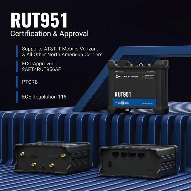 Alt view image 7 of 7 - Teltonika RUT951 Industrial WiFi Cellular Router - 4G LTE (CAT 4), 3G - Wireless Access Point with Hotspot Functionality - Automatic WAN Failover, Dual SIM Internet Router (TELRUT951A00800)
