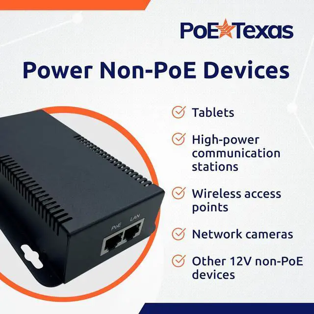 Alt view image 2 of 6 - PoE Texas 802.3bt PoE++ to 12V Splitter with 60W Output - Works with Cisco UPOE & 802.3bt Switches - Gigabit Data Splitter with Phoenix Connector for Tablet Computers, Wireless APs, Network Cameras