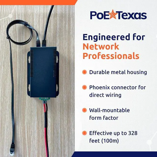 Alt view image 3 of 6 - PoE Texas 802.3bt PoE++ to 12V Splitter with 60W Output - Works with Cisco UPOE & 802.3bt Switches - Gigabit Data Splitter with Phoenix Connector for Tablet Computers, Wireless APs, Network Cameras