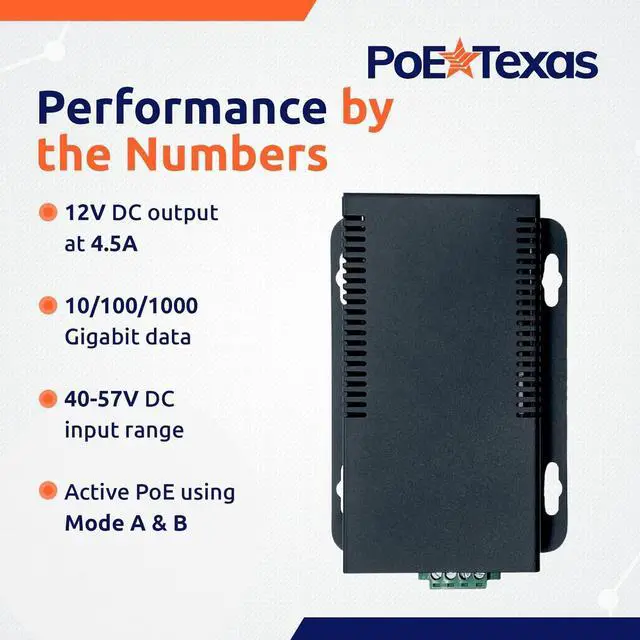 Alt view image 4 of 6 - PoE Texas 802.3bt PoE++ to 12V Splitter with 60W Output - Works with Cisco UPOE & 802.3bt Switches - Gigabit Data Splitter with Phoenix Connector for Tablet Computers, Wireless APs, Network Cameras