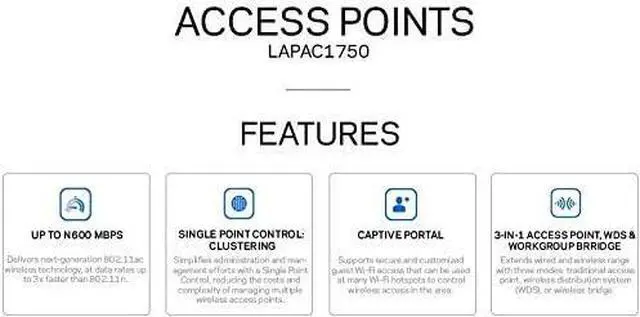 Alt view image 4 of 6 - Linksys Business LAPAC1750 Access Point Wireless Wi-Fi Dual Band 2.4 + 5GHz AC1750 with PoE
