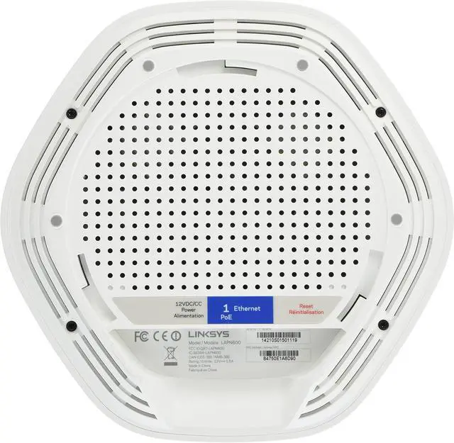 Alt view image 2 of 3 - Linksys LAPN600: Wireless Business Access Point, Wi-Fi, Dual Band 2.4 + 5 GHz N600, PoE, Range Extension via WDS and Workgroup Bridge (White)
