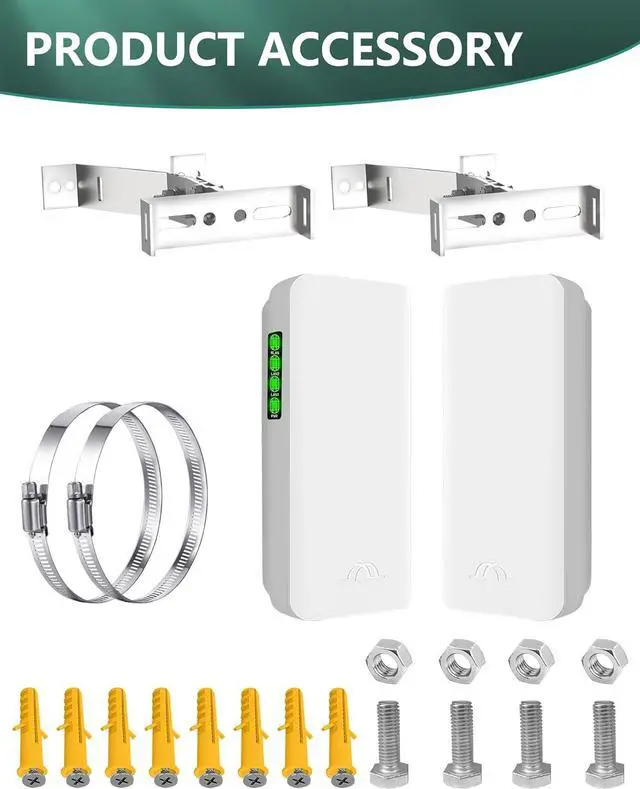 Alt view image 2 of 7 - Point to Point Wireless Bridge with 2 Bracket Mounts, 2KM 5.8G Outdoor Starlink WiFi Extender, Long Range Network Bridge, PtP/PtMP, 12DBi High Gain Antenna, PoE Adapter, 2 RJ45 Port (2-Pack)