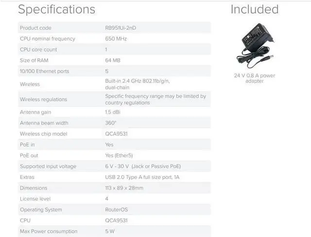 Alt view image 6 of 6 - Mikrotik RouterBoard hAP 2.4Ghz 802.11b/g/n 2x2 64MB Wireless Access Point 5x10/100 USB for 3G/4G, OSL4 - RB951Ui-2nD