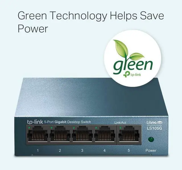 Alt view image 3 of 6 - TP-Link Gigabit Ethernet Switch (LS105G) 5 Port RJ45 Metal 10/100/1000Mbps Ideal for Extending Wired Network for SMB and Home Offices