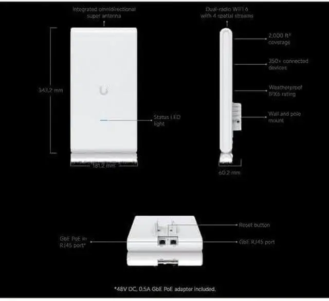 Alt view image 5 of 7 - Ubiquiti UniFi U6 Mesh Pro Dual-Band Indoor/Outdoor Wi-Fi 6 Access Point (U6-Mesh-Pro)