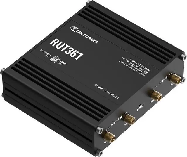 Alt view image 2 of 7 - Teltonika RUT361 Industrial 4G LTE Router  Compact & Rugged Cellular Wireless Router with Ethernet, WiFi, VPN, RMS Support, Remote Monitoring, and IoT connectivity (RUT361200800)