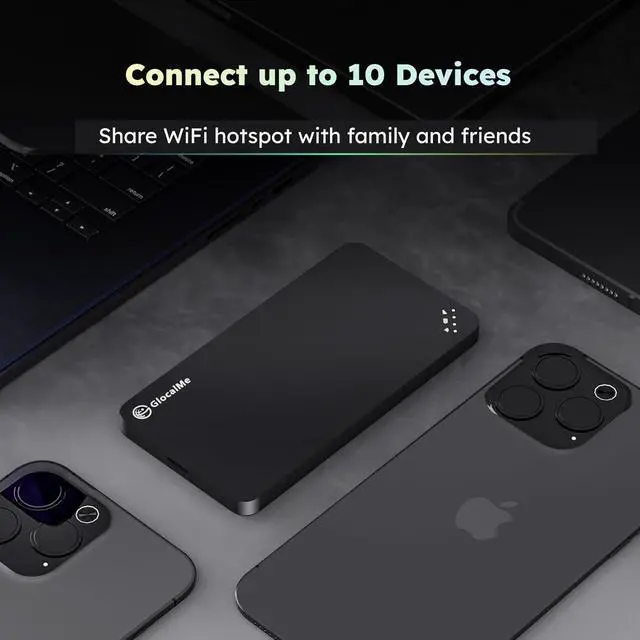 Alt view image 5 of 7 - GlocalMe U3 4G LTE Mobile Hotspot, Portable WiFi Hotspot for Travel in 200+ Countries, No SIM Card Needed, 10 Connected Devices and Global 1GB Data 90 Days, Pocket WiFi Hotspot Device (U3 Black)