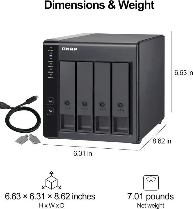 Alt view image 3 of 7 - QNAP TR-004 4 Bay USB Type-C Direct Attached Storage (DAS) with hardware RAID (Diskless)