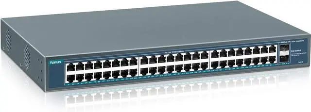 Main image of YuanLey 48 Port Gigabit PoE Switch Unmanaged with 2 1000Mbps SFP Uplink, 50 Port 802.3af/at 800W High Power PoE+ Network Switch, Metal Rackmount Power Over Ethernet Switch