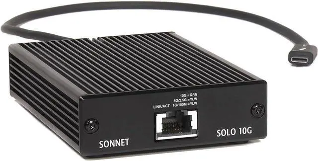 Main image of Sonnet Technologies Solo 10G Thunderbolt 3 to 10GBASE-T Ethernet Fanless Adapter (SOLO10G-TB3)