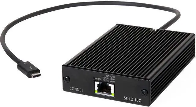 Alt view image 2 of 5 - Sonnet Technologies Solo 10G Thunderbolt 3 to 10GBASE-T Ethernet Fanless Adapter (SOLO10G-TB3)