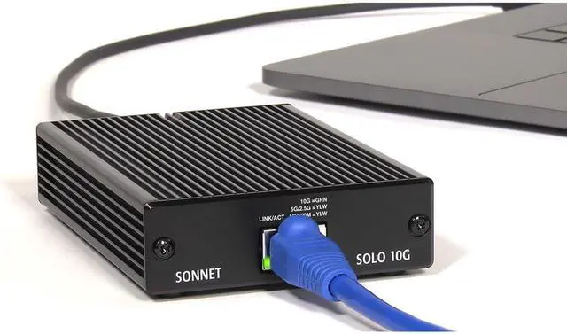 Alt view image 5 of 5 - Sonnet Technologies Solo 10G Thunderbolt 3 to 10GBASE-T Ethernet Fanless Adapter (SOLO10G-TB3)