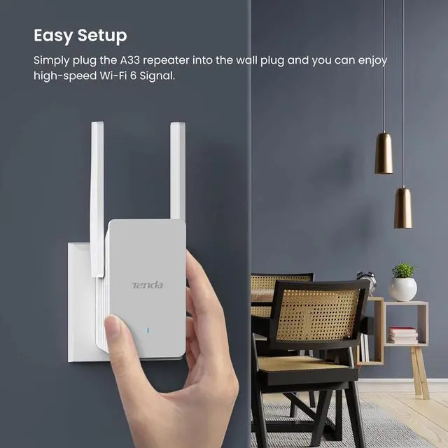 Alt view image 3 of 7 - Tenda WiFi 6 Extender, AX3000 Dual Band WiFi Extender Signal Booster with Gigabit Ethernet Port, Home Internet Extender WiFi Booster, AP Mode, WPS Easy Setup(A33)