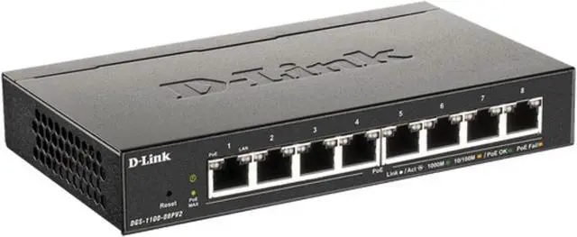Alt view image 5 of 7 - D-Link 8-Port Gigabit Smart Managed PoE+ Switch | 8 PoE+ Ports (64W) |L2| VLANs| Cable Diagnostics | Web Managed | Desktop | Fanless| NDAA Compliant | Lifetime Protection (DGS-1100-08PV2)