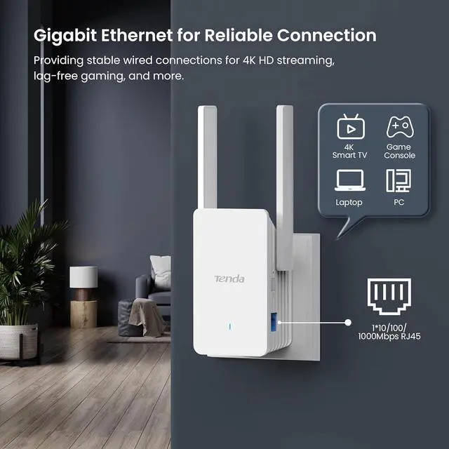 Alt view image 5 of 7 - Tenda WiFi 6 Extender, AX3000 Dual Band WiFi Extender Signal Booster with Gigabit Ethernet Port, Home Internet Extender WiFi Booster, AP Mode, WPS Easy Setup(A33)