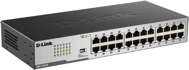 Main image of D-Link DGS-1024D, Ethernet Switch, 24 Port Gigabit Unmanaged Fanless Network Hub Desktop or Rack Mountable, Black