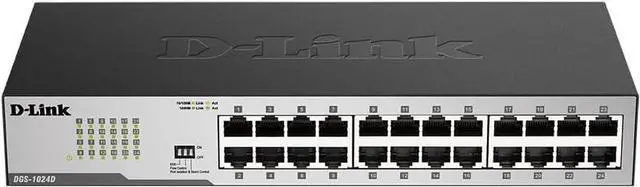 Alt view image 2 of 6 - D-Link DGS-1024D, Ethernet Switch, 24 Port Gigabit Unmanaged Fanless Network Hub Desktop or Rack Mountable, Black